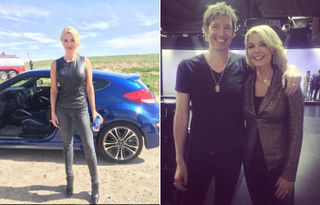 McKenzie Westmore’s looks for the Spotlight Challenge introduction (along with the strategically placed Hyundai) and at the reveal stage with guest judge Paul W.S. Anderson.